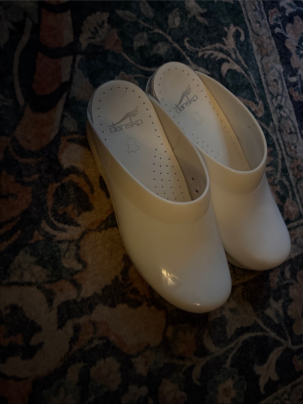 Dansko Glossy White Women's Sonja Slip On Clogs